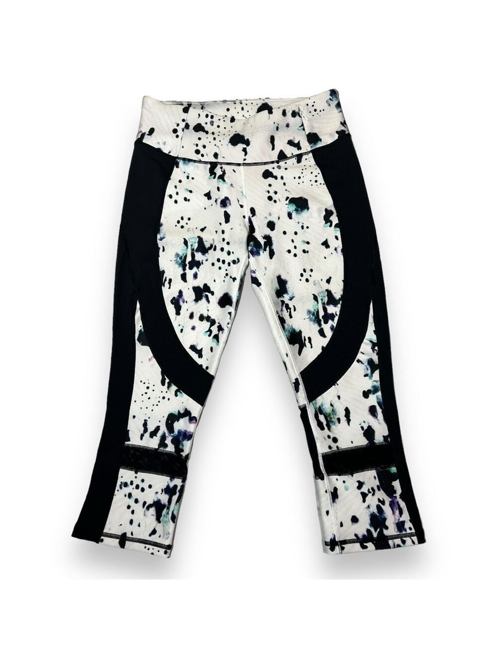 Calia by Carrie Underwood White Watercolor Mesh Capri Leggings Size Medium